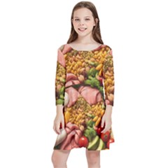 Fruit Snack Diet Bio Food Healthy Kids  Quarter Sleeve Skater Dress by Sarkoni