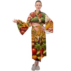 Fruit Snack Diet Bio Food Healthy Maxi Velvet Kimono by Sarkoni