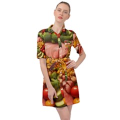 Fruit Snack Diet Bio Food Healthy Belted Shirt Dress