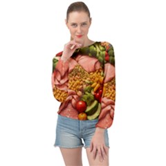 Fruit Snack Diet Bio Food Healthy Banded Bottom Chiffon Top by Sarkoni