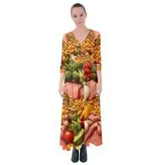 Fruit Snack Diet Bio Food Healthy Button Up Maxi Dress by Sarkoni