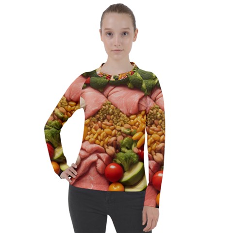 Fruit Snack Diet Bio Food Healthy Women s Pique Long Sleeve T-shirt by Sarkoni