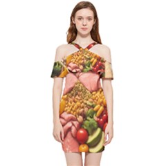 Fruit Snack Diet Bio Food Healthy Shoulder Frill Bodycon Summer Dress by Sarkoni