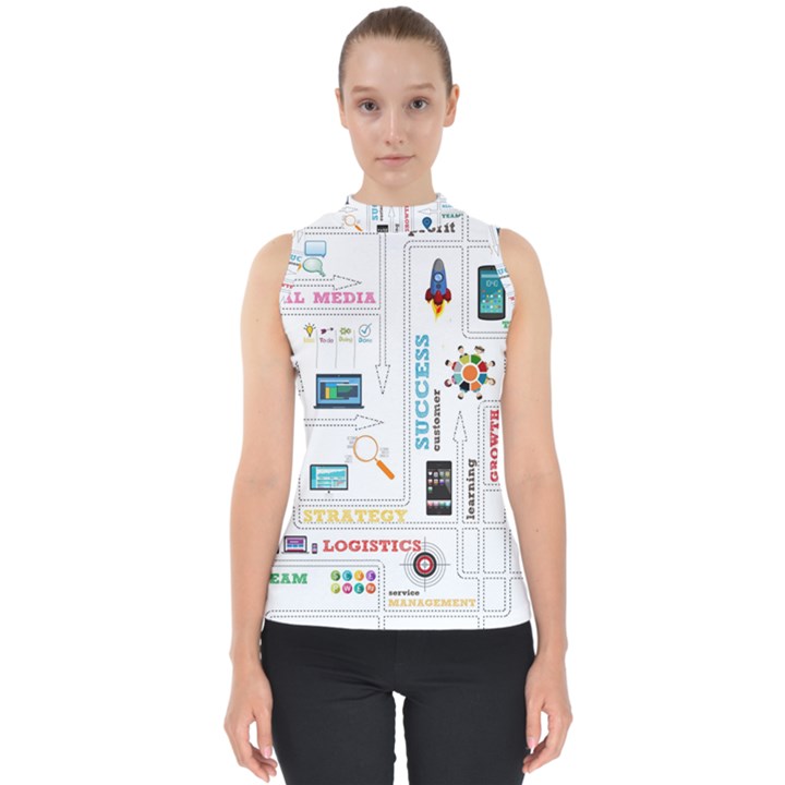 Illustrations Startup Business Organization Mock Neck Shell Top