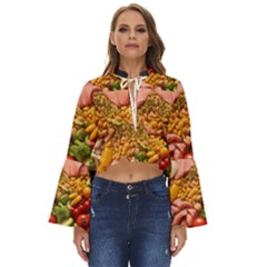 Fruit Snack Diet Bio Food Healthy Boho Long Bell Sleeve Top by Sarkoni