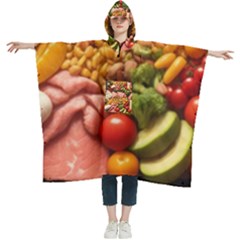 Fruit Snack Diet Bio Food Healthy Women s Hooded Rain Ponchos by Sarkoni