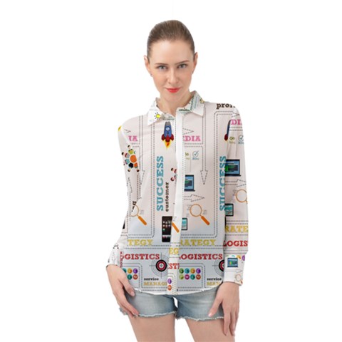 Illustrations Startup Business Organization Long Sleeve Chiffon Shirt by Sarkoni