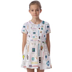 Illustrations Startup Business Organization Kids  Short Sleeve Pinafore Style Dress by Sarkoni