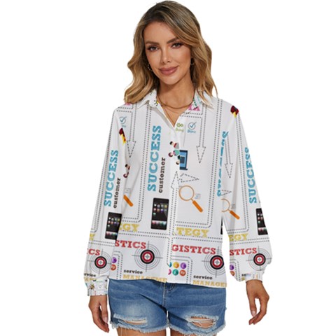 Illustrations Startup Business Organization Women s Long Sleeve Button Up Shirt by Sarkoni