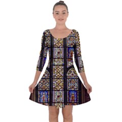 Stained Glass Window Old Antique Quarter Sleeve Skater Dress by Sarkoni