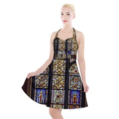 Stained Glass Window Old Antique Halter Party Swing Dress  by Sarkoni