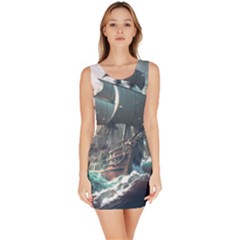 Pirate Ship Boat Sea Ocean Storm Bodycon Dress by Sarkoni