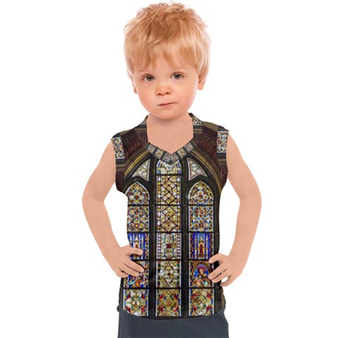 Stained Glass Window Old Antique Kids  Sport Tank Top by Sarkoni