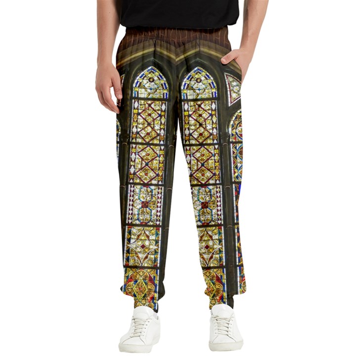 Stained Glass Window Old Antique Men s Elastic Waist Pants