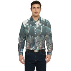 Pirate Ship Boat Sea Ocean Storm Men s Long Sleeve  Shirt by Sarkoni