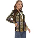 Stained Glass Window Old Antique Zip Up Long Sleeve Blouse View3