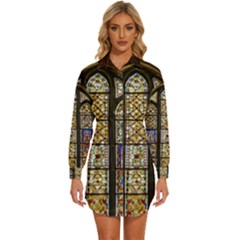 Stained Glass Window Old Antique Womens Long Sleeve Shirt Dress