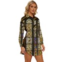 Stained Glass Window Old Antique Womens Long Sleeve Shirt Dress View3