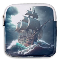 Pirate Ship Boat Sea Ocean Storm Mini Square Pouch by Sarkoni