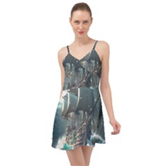 Pirate Ship Boat Sea Ocean Storm Summer Time Chiffon Dress by Sarkoni