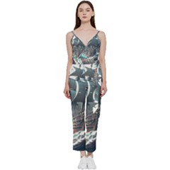 Pirate Ship Boat Sea Ocean Storm V-neck Camisole Jumpsuit by Sarkoni