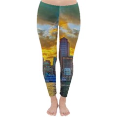 Boston Skyline Cityscape River Classic Winter Leggings by Sarkoni