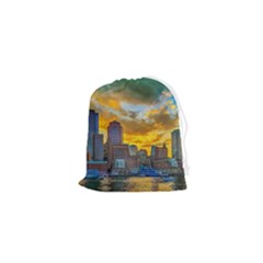 Boston Skyline Cityscape River Drawstring Pouch (xs) by Sarkoni