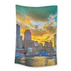 Boston Skyline Cityscape River Small Tapestry by Sarkoni