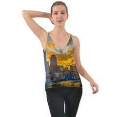 Boston Skyline Cityscape River Chiffon Cami by Sarkoni