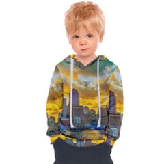 Boston Skyline Cityscape River Kids  Overhead Hoodie by Sarkoni