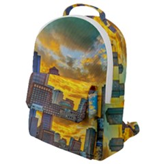 Boston Skyline Cityscape River Flap Pocket Backpack (small) by Sarkoni