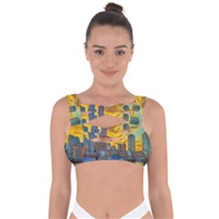 Boston Skyline Cityscape River Bandaged Up Bikini Top by Sarkoni