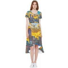 Boston Skyline Cityscape River High Low Boho Dress by Sarkoni