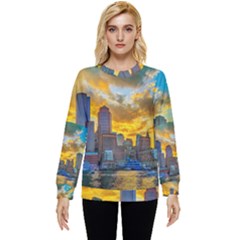 Boston Skyline Cityscape River Hidden Pocket Sweatshirt by Sarkoni