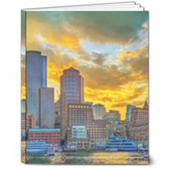 Boston Skyline Cityscape River 8  X 10  Hardcover Notebook by Sarkoni