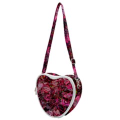 Red Leaves Plant Nature Leaves Heart Shoulder Bag by Sarkoni