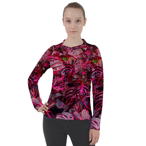 Red Leaves Plant Nature Leaves Women s Pique Long Sleeve T-shirt by Sarkoni