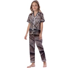 Leaf Veins Nerves Macro Closeup Kids  Satin Short Sleeve Pajamas Set by Amaryn4rt