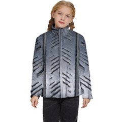 Mature Black Auto Altreifen Rubber Pattern Texture Car Kids  Puffer Bubble Jacket Coat by Amaryn4rt