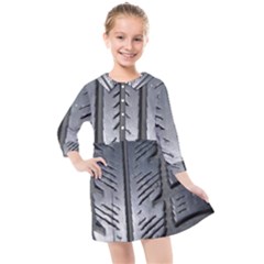 Mature Black Auto Altreifen Rubber Pattern Texture Car Kids  Quarter Sleeve Shirt Dress by Amaryn4rt