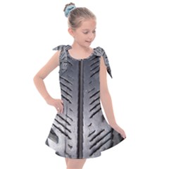 Mature Black Auto Altreifen Rubber Pattern Texture Car Kids  Tie Up Tunic Dress by Amaryn4rt