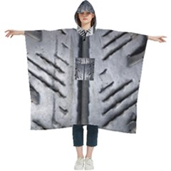 Mature Black Auto Altreifen Rubber Pattern Texture Car Women s Hooded Rain Ponchos by Amaryn4rt