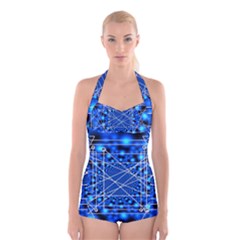 Network Connection Structure Knot Boyleg Halter Swimsuit  by Amaryn4rt