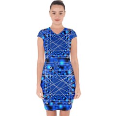 Network Connection Structure Knot Capsleeve Drawstring Dress  by Amaryn4rt