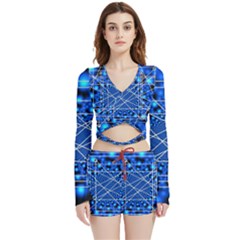 Network Connection Structure Knot Velvet Wrap Crop Top And Shorts Set by Amaryn4rt