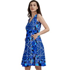 Network Connection Structure Knot Sleeveless V-neck Skater Dress With Pockets by Amaryn4rt