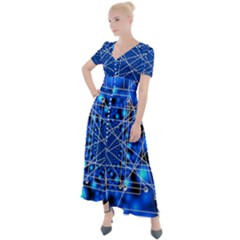 Network Connection Structure Knot Button Up Short Sleeve Maxi Dress by Amaryn4rt