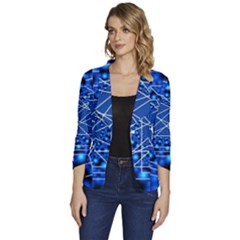 Network Connection Structure Knot Women s One-button 3/4 Sleeve Short Jacket by Amaryn4rt