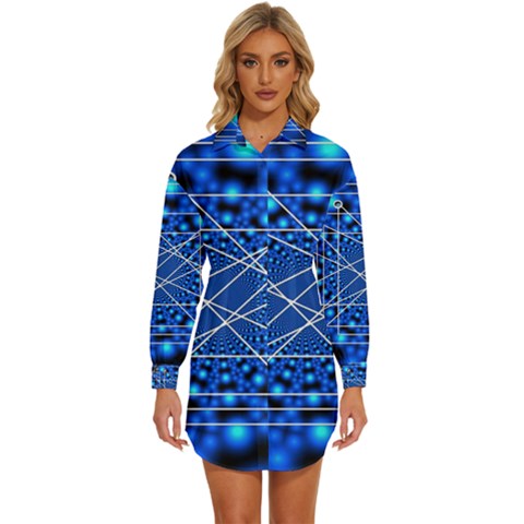 Network Connection Structure Knot Womens Long Sleeve Shirt Dress by Amaryn4rt