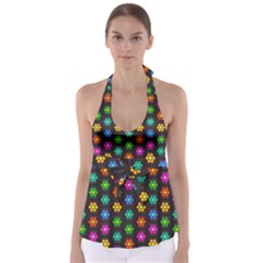 Pattern Background Colorful Design Tie Back Tankini Top by Amaryn4rt